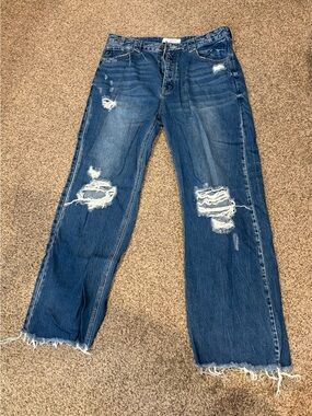 KanCan Distressed Wide Leg Blue Jeans
